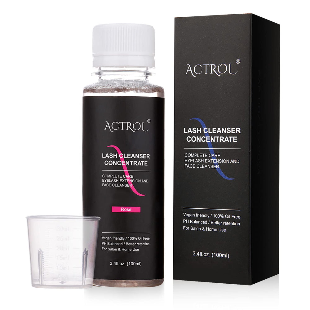 ACTROL eyelash cleanser concentrate rose bottle front for salon-grade cleansing.