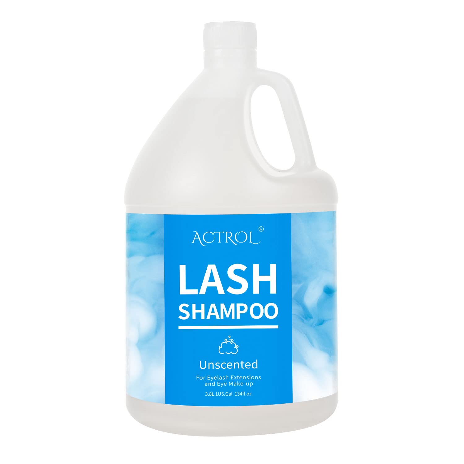 ACTROL eyelash extension cleanser bottle with double cap seals to prevent leaks.