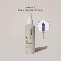 Close-up of Acure Bonding Leave-In Conditioner on damp hair for frizz control.
