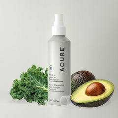 Acure Bonding Leave-In Conditioner close-up shows chia seed, kale and avocado oil benefits.