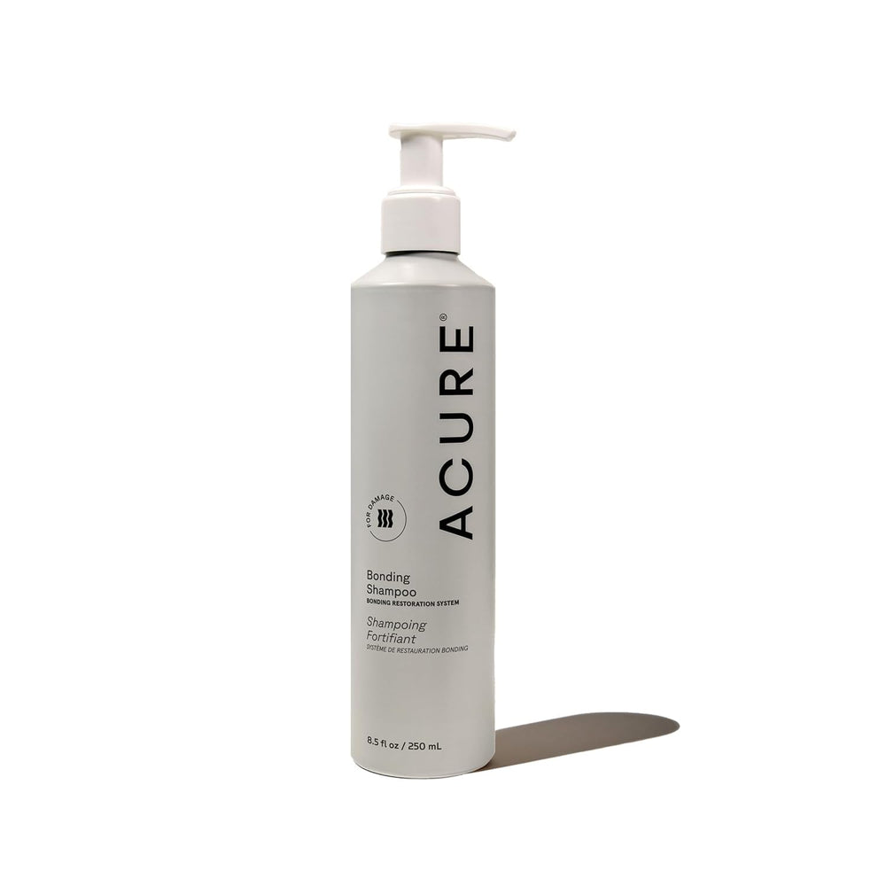 Acure Bonding Shampoo bottle demonstrates gentle cleansing for all hair types.