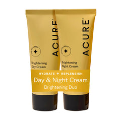 Acure Brightening Day Cream bottle with argan oil for hydrated, even-toned skin.