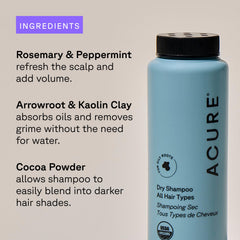 Acure Dry Shampoo for blonde and dark hair adds texture.