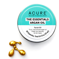 Acure Argan Oil Capsules twisted and applied for on-the-go use.