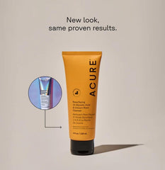 Acure unicorn root exfoliating foam showcases cream-to-foam texture for smooth cleansing.