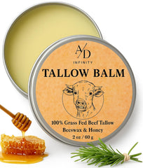 A/D Infinity Beef Tallow jar showing natural skin nourishment for dryness
