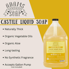 Adams Handmade Soap organic oils and aloe highlight the natural formula.