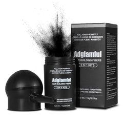 Adglamful hair-building fibers blended with the spray applicator for instant fullness.
