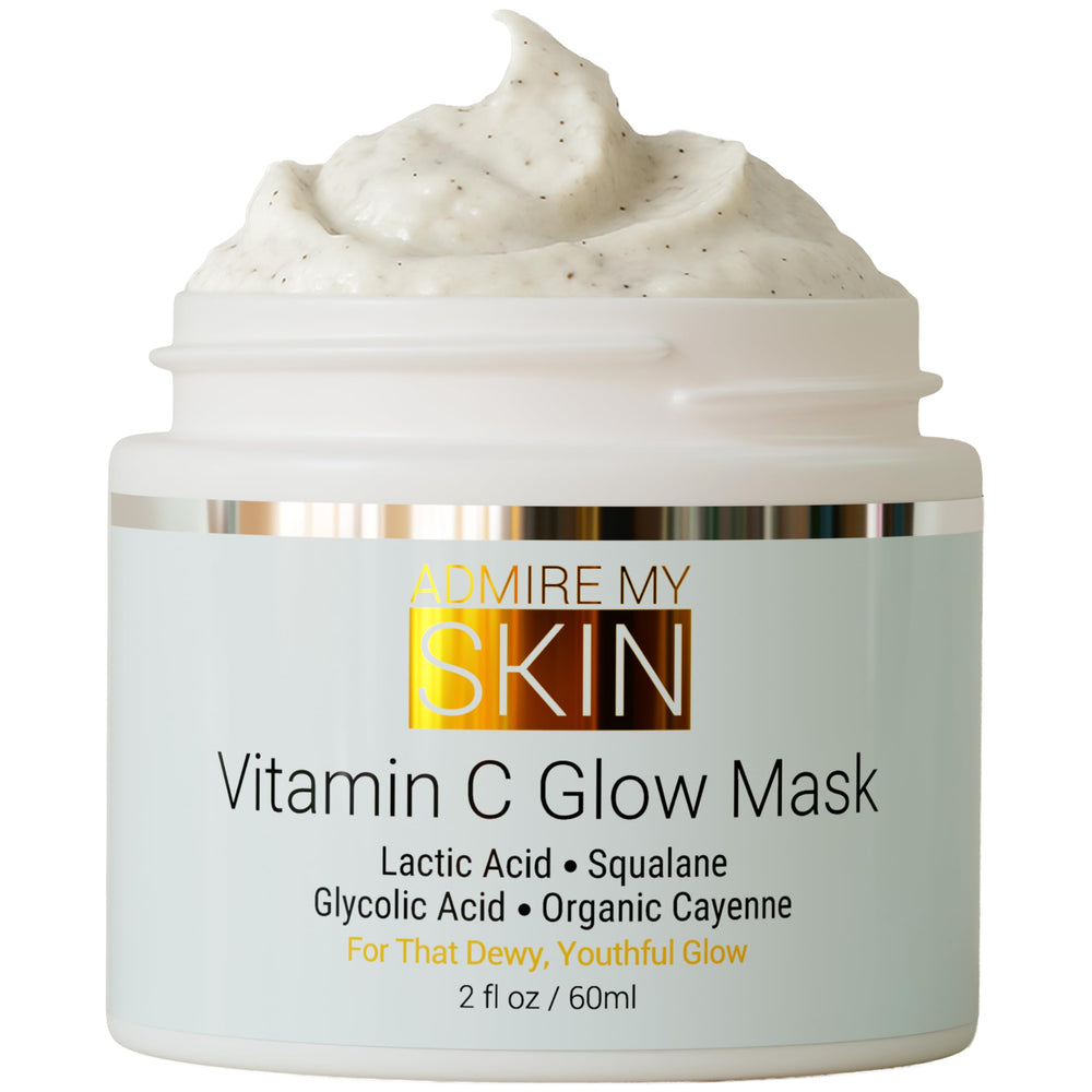 Admire My Skin Vitamin C Mask jar closeup: brightening and hydrating benefits.