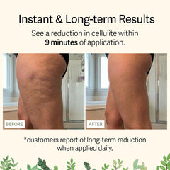 Adonia Organics LegTone application motion shows easy rub-in for thigh and buttock areas