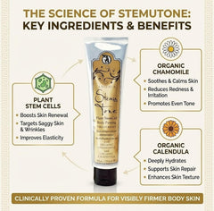 Adonia Organics StemuTone ingredients visuals emphasize herbal extracts and plant-based nourishment