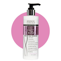 Advanced Clinicals 10-in-1 anti-frizz hair cream bottle reduces heat damage during styling