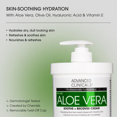 Advanced Clinicals Aloe Vera Lotion 16 oz pump bottle highlights easy daily use.