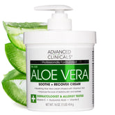 Advanced Clinicals Aloe Vera Lotion bottle highlights the hydrating formula for dry skin.