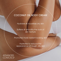 Jar perspective of Advanced Clinicals Coconut Oil Body Cream packaging.