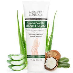Advanced Clinicals Collagen Hand & Body Cream jar closeup showing rich hydration.