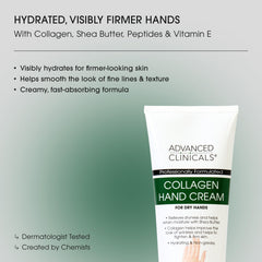 Advanced Clinicals Collagen Hand & Body Cream texture applied to dry skin for quick moisture.