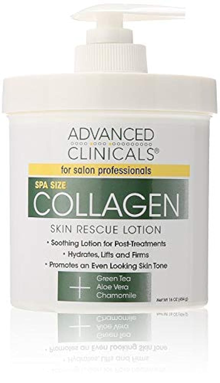 Advanced Clinicals Collagen Skin Rescue Lotion bottle with pump for easy daily hydration.