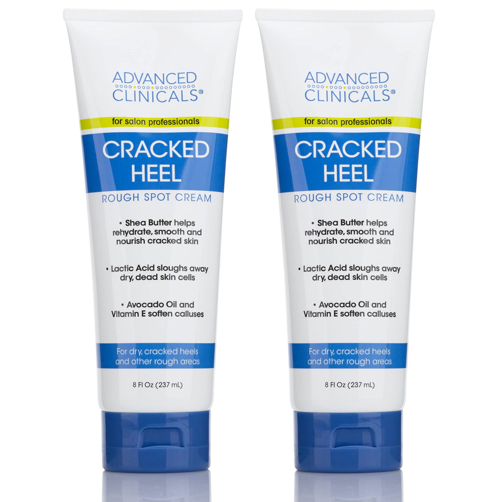 Advanced Clinicals cracked heel cream jar front showing two-pack packaging for dry, cracked heels.