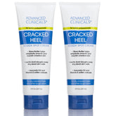 Advanced Clinicals cracked heel cream jar front showing two-pack packaging for dry, cracked heels.