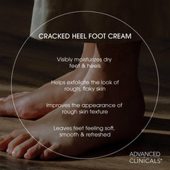 Advanced Clinicals cracked heel cream with shea butter texture close-up for nourished feet.