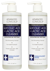 Advanced Clinicals glycolic exfoliating face wash bottle pour for daily cleansing