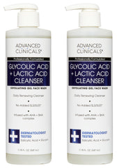 Advanced Clinicals glycolic exfoliating face wash bottle pour for daily cleansing
