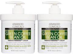 Advanced Clinicals Green Coffee Bean Thermo-Firming Lotion bottle promoting firmer-looking skin