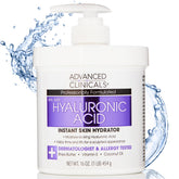 Advanced Clinicals hyaluronic acid body cream bottle, showcasing rich hydration for smoother skin.