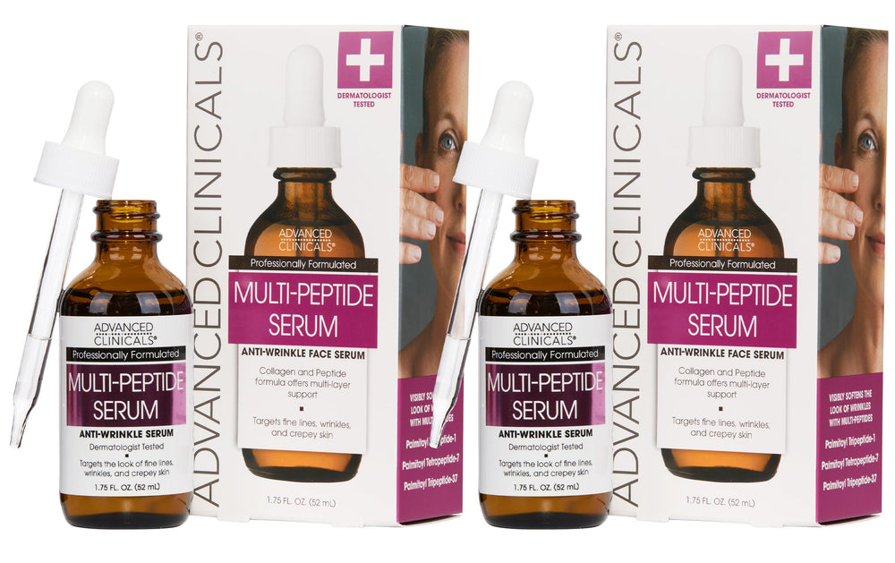 Advanced Clinicals Multi Peptides Serum bottle for daily facial hydration.