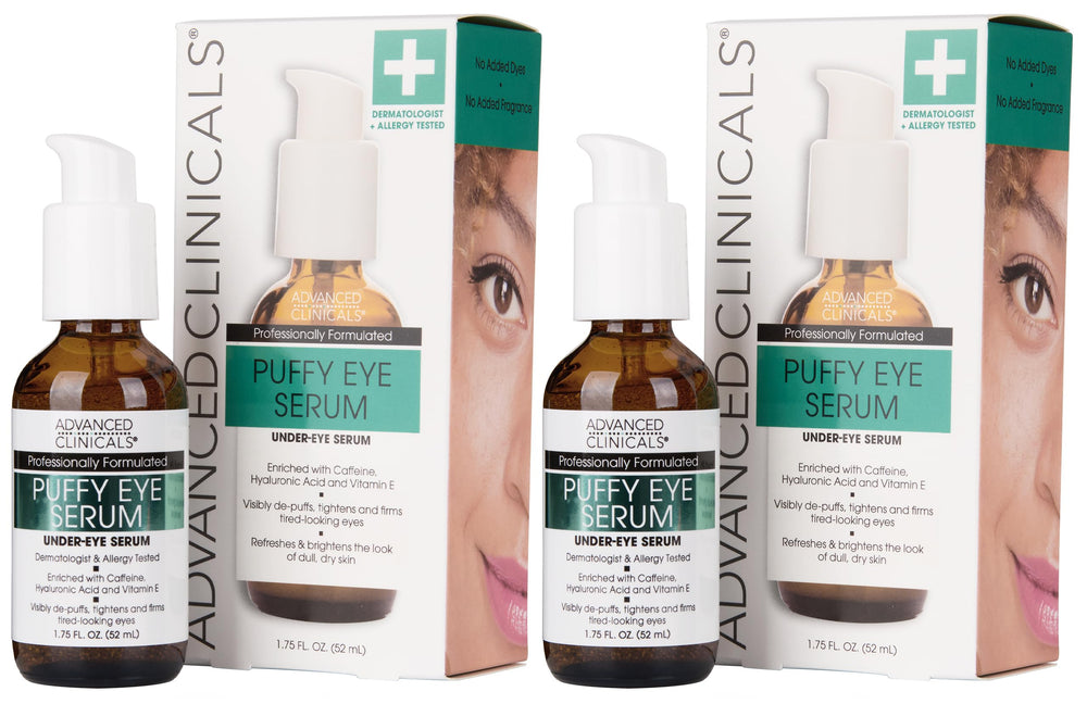 Advanced Clinicals Puffy Eye Serum bottle for daily under-eye depuffing