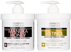 Advanced Clinicals retinol body cream bottle shows rich, non-greasy hydration for smoother skin.