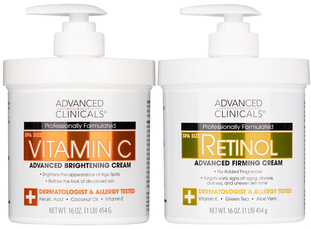 Advanced Clinicals Retinol Body Cream bottle close-up for smoother, hydrated skin.