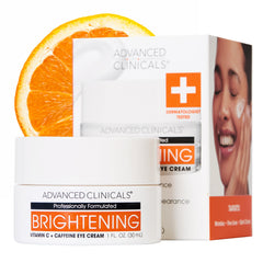 Advanced Clinicals Vitamin C Eye Balm jar closeup shows creamy texture for brighter under-eye