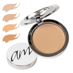 Advanced Mineral Makeup 4in1 pressed foundation swatch shows buildable coverage on skin