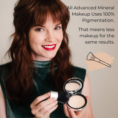 Powder texture close-up highlighting silky, breathable finish of Advanced Mineral Makeup.