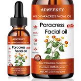 Adweekey Paracress facial oil bottle pour showing lightweight hydration for daytime use