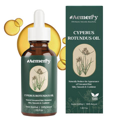 Aemerry Cyperus Rotundus Oil bottle highlighting natural hair care potential.