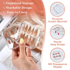 Aemygo includes 180 pre-cut adhesive strips for quick nail displays.