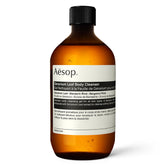 Aesop Geranium Leaf Body Cleanser refill bottle front showing refreshing citrus aroma