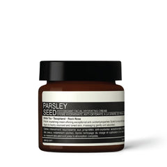 Aesop Parsley Seed Cream jar closeup for soothing hydration.