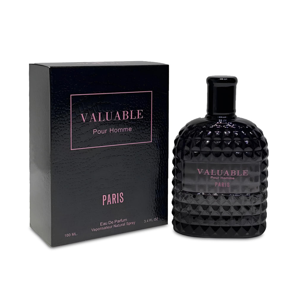AFLUXE Valuable Paris bottle front view; fresh, sophisticated fragrance for everyday confidence.