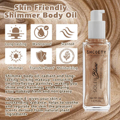 afmicat Shimmer Body Oil delivers silky hydration without greasiness.
