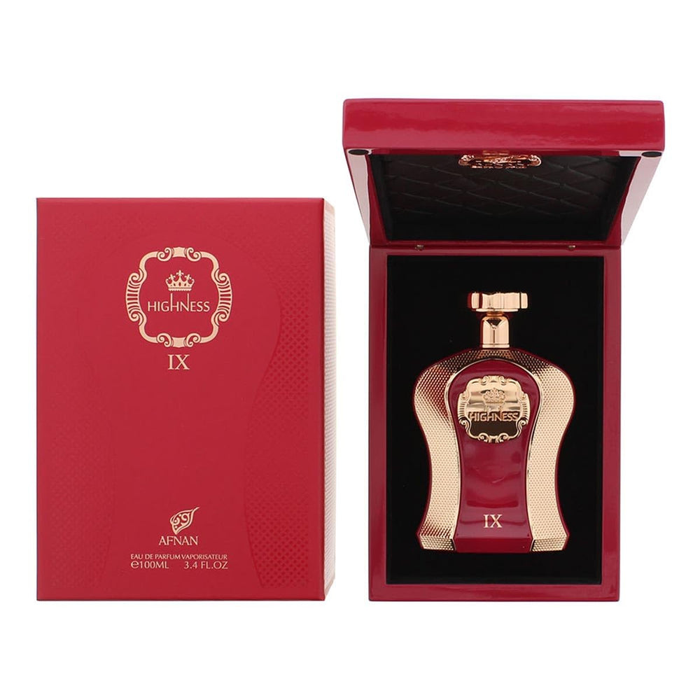 Afnan Highness Ix Maroon bottle ready for evening wear and special occasions