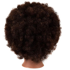 African mannequin head demonstrating curling and styling techniques