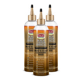 African Pride Black Castor Miracle Braid Cleansing Rinse bottle shows refreshed scalp after wash