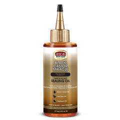 African Pride Black Castor Miracle Oil bottle delivers deep hydration for thirsty hair