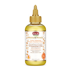 African Pride Moisture Miracle oils bottle highlighting hydration for hair