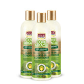 African Pride Olive Miracle Leave-In Bottle Front shows moisture protection for daily use.