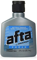 Afta after shave bottle featuring a fresh masculine scent and quick-absorbing formula for post-shave comfort